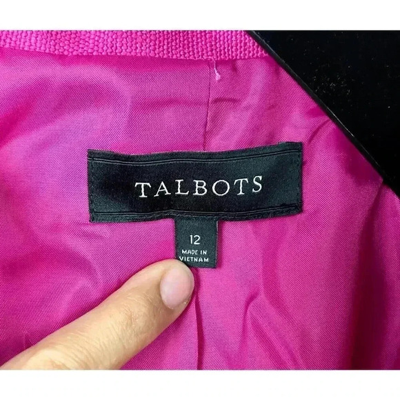 Talbots Pink Button Front Blazer Jacket Womens 12 100% Linen - Business Wear - Picture 3 of 9